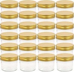 vidaXL 24 db 110 ml-es befőttesüveg aranyszínű tetővel