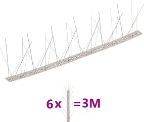 vidaXL 6 db 3 m-es 5-soros rozsdamentes acél madár- és galambtüske