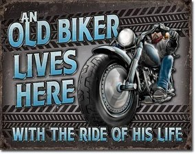 Fém tábla Old Biker - Ride, (42 x 30 cm)