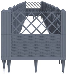 szürke PP kerti virágláda cövekekkel 363,5 x 43,5 x 43,5 cm