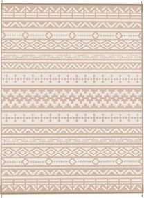 Outsunny Kétoldalas Kerti Szőnyeg 3,7 x 2,7 m, időjárásálló polipropilén talajmatrac geometrikus falmintával, hordtáskával, kültéri teraszszőnyeg, kha