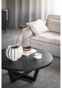 Fekete kerek dohányzóasztal tölgyfa dekorral ø 110 cm Boxford – Rowico