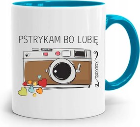 Kék Fotós Bögre Csettintek, Mert Szeretem Az Ajándékot fényképes nyomattal