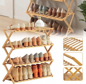 Keskeny Cipőtartó Állvány, 4 Szint, Bambusz Cipőtartó, Cipőtartó Állvány