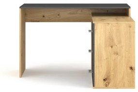 Íróasztal fiókokkal és univerzális jobb/bal sarokmegoldással JULES, artisan tölgy/antracit