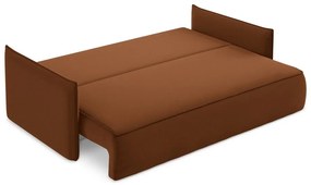 Terrakotta színű bársony kinyitható-tárolóhelyes kanapé 225 cm Hula – Makamii