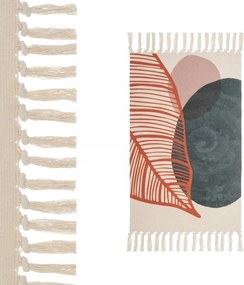 Szőnyeg rojtokkal Scandi Levelek 50x80cm bézs téglalap szoba szőnyeg