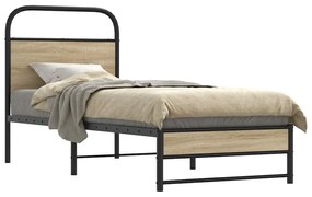 ágykeret matrac nélkül 80x200 cm füstölt tölgy fűrészelt fa