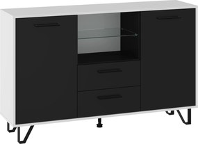 Boss 2D2S komód BOS-03 fehér/fekete fényes 140 cm