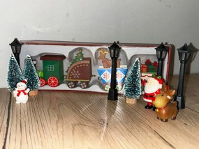 Karácsonyi Figurák Vonat Karácsonyi Vagonokkal Mikulás 14db