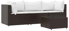 4 részes barna polyrattan kerti ülőgarnitúra párnákkal