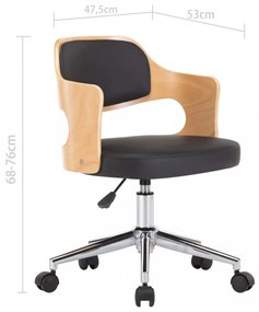 4 db fekete hajlított fa és műbőr forgó étkezőszék