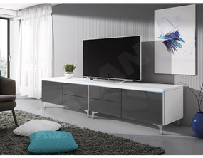 TV asztal szett (2 db.) Clea XI W Double (fehér + fényes fehér) (kék LED világítással). 1106201