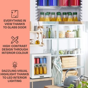 Klarstein Brooklyn 32, mini hűtőszekrény, üvegajtó, LED világítás, polcok