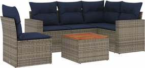 vidaXL 6 részes szürke polyrattan kerti ülőgarnitúra párnával