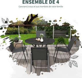 Outsunny 4 Darabos Tölthető Kerti Szék Készlet, Kültéri Karosszégek Karfával és Szürke Rattan Hatású Fonattal | Aosom