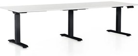 OfficeTech Long állítható magasságú asztal, 240 x 80 cm, fekete alap, fehér