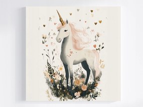 Canvas Vászonkép Gyerekek Unikornis Virágok Szív Mese Legenda 80x80
