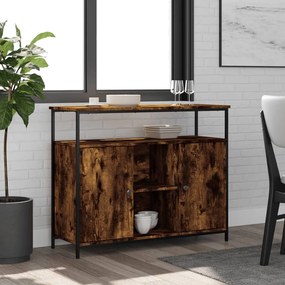 füstös tölgy színű szerelt fa tálalószekrény 100 x 35 x 80 cm