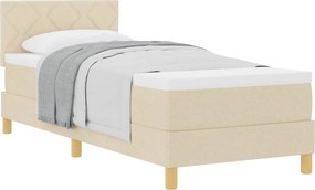 vidaXL Boxrugós ágy matracmal fejtámlával Krém 80 x 200 cm szövet