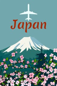 Illusztráció Travel poster mount Fuji Japan retro, VectorUp