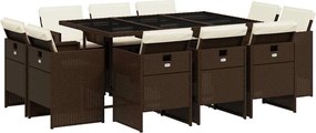 vidaXL 11 részes barna polyrattan kerti ülőgarnitúra párnákkal
