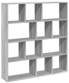 szürke sonoma színű szerelt fa könyvszekrény 132 x 29 x 141,5cm