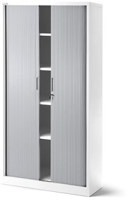 Fém szekrény harmonika ajtókkal DAMIAN, 900 x 1850 x 450 mm, fehér-szürke