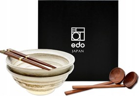 2 db-os tál szett kanállal és pálcikákkal Ramen Hakeme Kobik 22 cm Ajándékdoboz