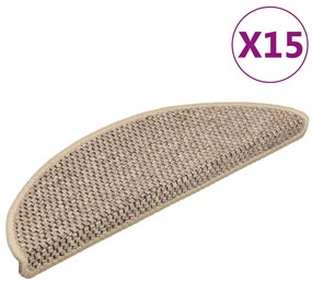 15 db szizál hatású sötét bézsszínű lépcsőszőnyeg 56x17x3 cm