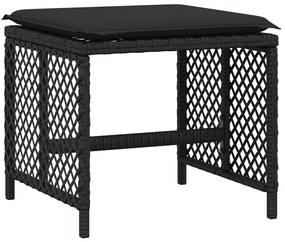 4 db fekete polyrattan kerti szék párnával 41 x 41 x 36 cm
