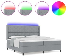 Boxspring Ágy Matraccal &amp; LED Fény Szürke 200x200 cm Szövet