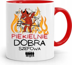 Piros Bögre A Főnöknek Pokolian Jó, fényképes nyomattal
