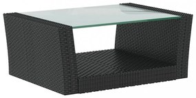 16 részes fekete polyrattan kerti ülőgarnitúra párnákkal