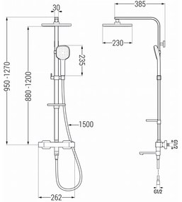 Mexen - CQ33 kád-zuhany szett termosztatikus csapteleppel Cube, króm, 779103395-00