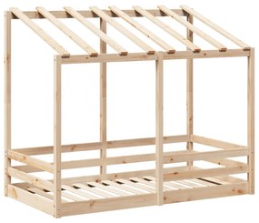 tömör fenyőfa gyerekágy tetővel 70 x 140 cm