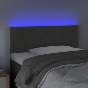 sötétszürke bársony LED-es fejtámla 80 x 5 x 78/88 cm