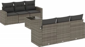 vidaXL 7 részes szürke polyrattan kerti ülőgarnitúra párnákkal