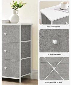 Tároló szekrény hat fiókkal, ruhás szekrény, fehér és világosszürke 80x30x85cm