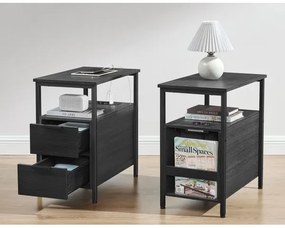 ROD fekete oldalsó asztal beépített konnektorokkal és USB-portokkal