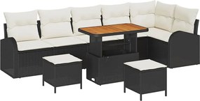 vidaXL Kerti Kanapé Szett párnával tárolóval 9 pcs Fekete és Krém