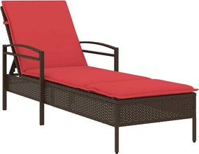 vidaXL barna napozóágy párnával 63x200x81 cm polyrattan (csak az USA-ban)