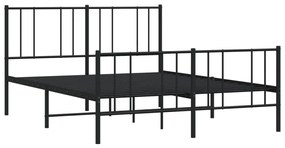 fekete fém ágykeret fej- és lábtámlával 120 x 200 cm