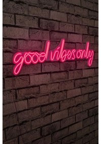 Műanyag LED-es fali dekoráció, Good Vibes Only - Pink