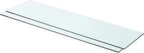 vidaXL 2 db átlátszó üveg paneles polc 80 x 20 cm
