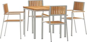 vidaXL Kültéri étkező szett 5 pcs Barna Tömör Teakfa