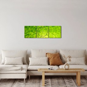 Sárgászöld kockák képe (órával) (90x30 cm)
