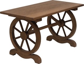 Outsunny Fából készült Kerti Asztal Kültéri Terasz Asztal 110x60x65 cm Kerek Lábakkal 100 kg Teherbírással | Aosom