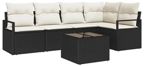 vidaXL Kanapé Szett párnával 6 pcs Fekete polirattan