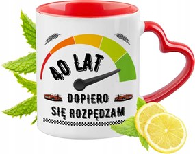 Születésnap 40 40-es 40-es Piros Bögre Szív Alakú Füllel Ajándék